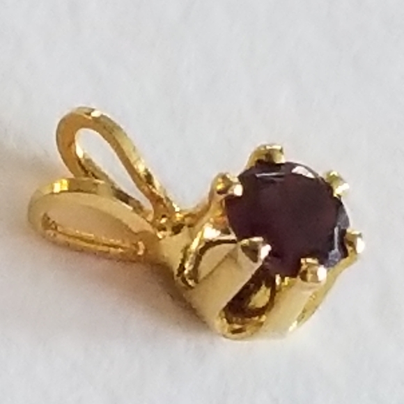 Relisted - Vintage tiny solitaire pendant purple gold tone - Picture 2 of 10